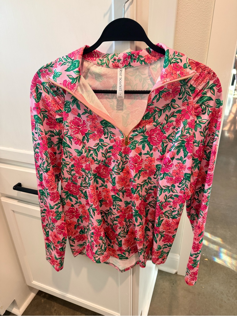 DearScarlett Pink Floral Half-Zip Sun Protective Pullover